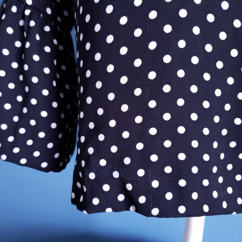 Zara Frilled Bell Sleeve Polka Dot Top - Picture 7 of 9